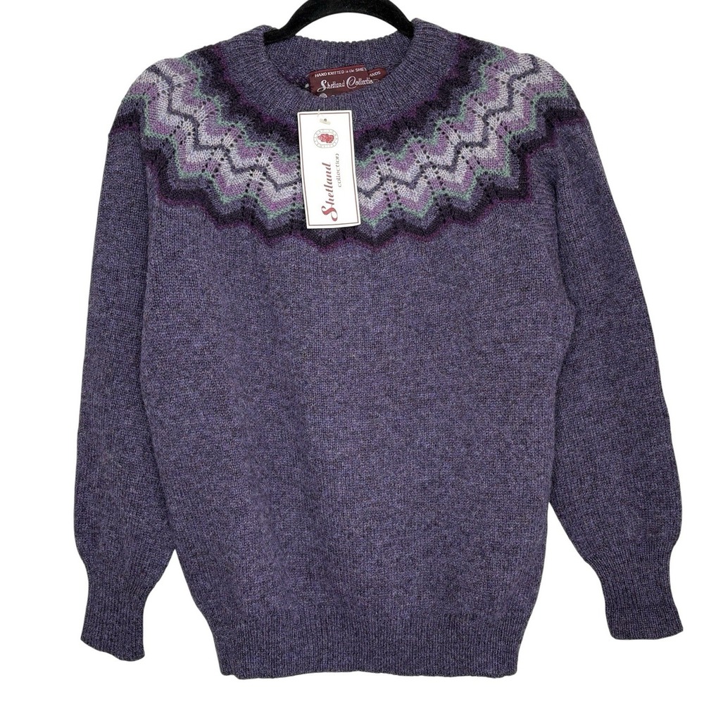 Shetland Collection Wool Nordic Fair Isle Sweater Medium Fisherman Cottage NEW
